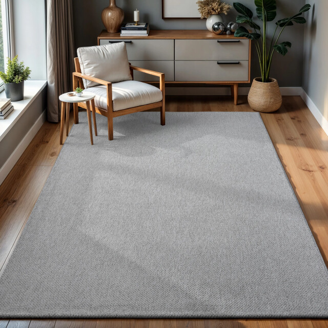 Muratap Lora plus laagpolig effen vloerkleed geweven design grijs- 120x170 cm 3068414 large