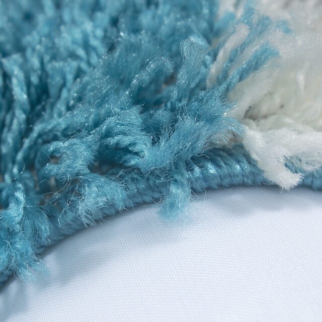 Muratap Basic shaggy geblokt vloerkleed turquoise / wit hoogpolig- 60x110 1128559 large