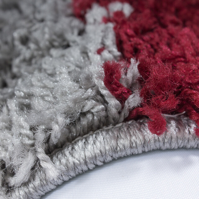 Muratap Basic shaggy geblokt vloerkleed rood / grijs hoogpolig- 60x110 cm 1128572 large