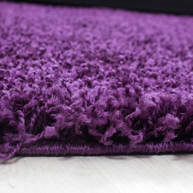Muratap Basic rond shaggy vloerkleed paars hoogpolig- 80 cm rond 1128693 large
