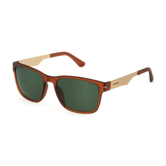 Police Brown plastic zonnebril met unieke pasvorm 56/19/140mm Police Bruine Zonnebril large