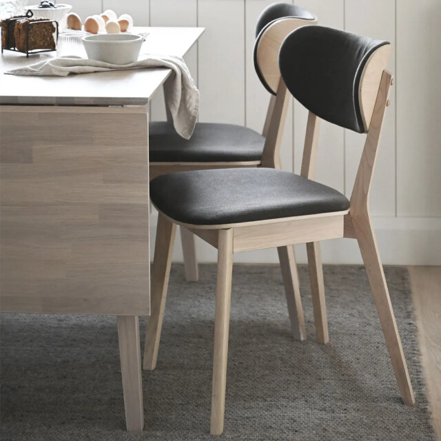 Rowico Home Kato eikenhouten eetkamerstoel whitewash met grijze zitting 2028635 large