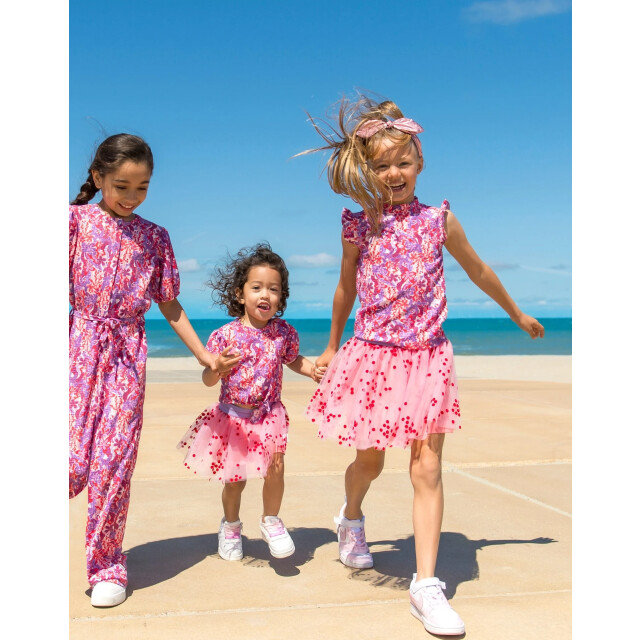 B.Nosy Zomer jumpsuit meisjes /paars aop riem pallas Y502-5630-906 large