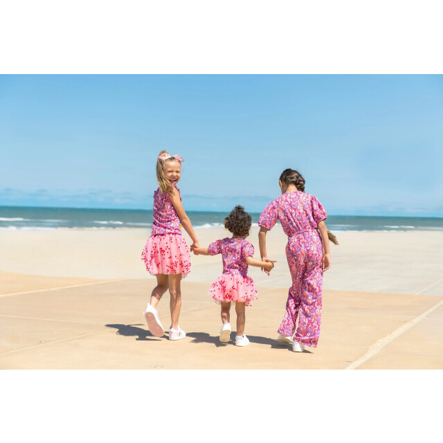 B.Nosy Zomer jumpsuit meisjes /paars aop riem pallas Y502-5630-906 large