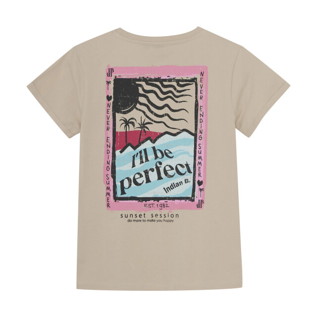 Indian Blue Zomer t-shirt s/s meisjes - print 970179-2020-Sandshell large