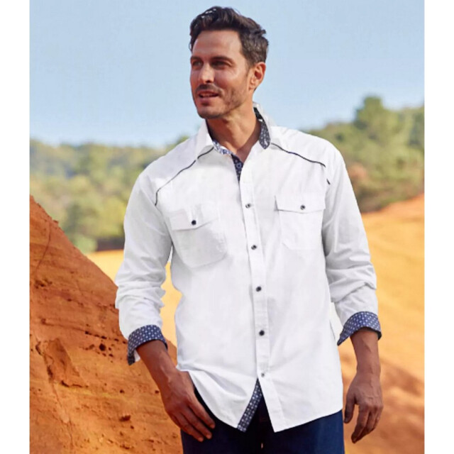 Atlas For Men Heren poplin overhemd UTAF156_white large