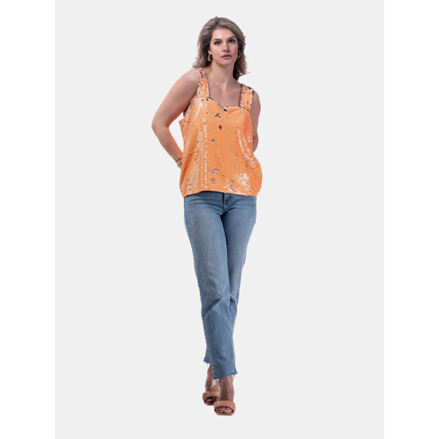 Mucho Gusto ® paillettentop oranje zilver MUCHO GUSTO® Paillettentop Oranje Zilver large