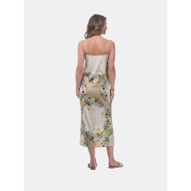 Mucho Gusto ® slipjurk creme bloem luipaardprint MUCHO GUSTO® Slipjurk Creme Bloem Luipaardprint large