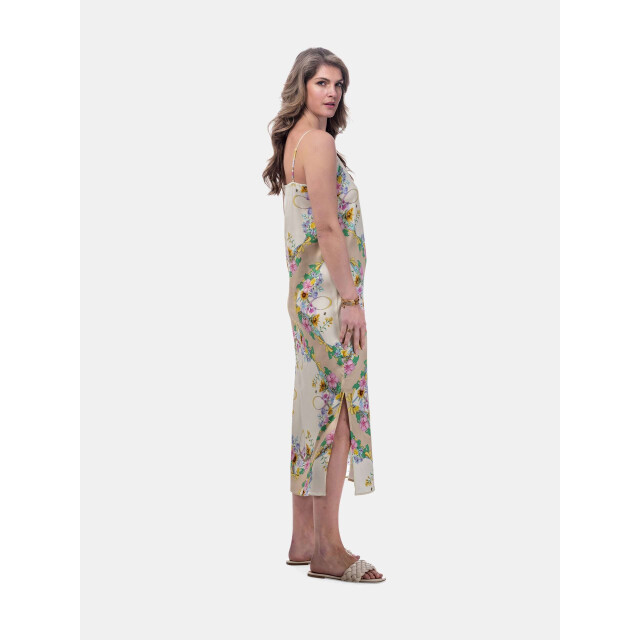 Mucho Gusto ® slipjurk creme bloem luipaardprint MUCHO GUSTO® Slipjurk Creme Bloem Luipaardprint large