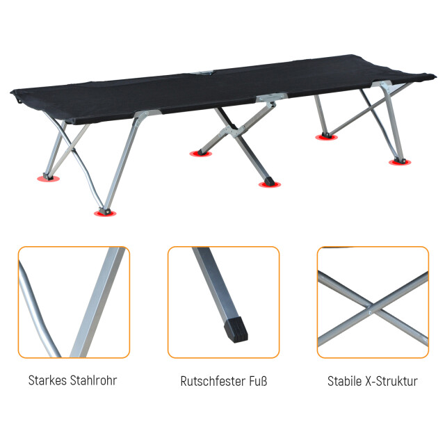 4goodz Campingbed stretcher veldbed 193x64x40cm met tas a20-029bk 3068384 large