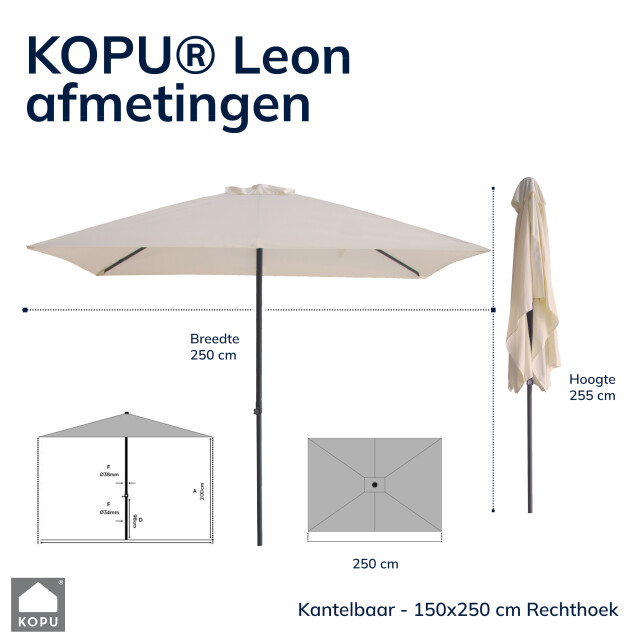 Kopu ® leon parasol rechthoek 150x250 cm balkonparasol met hoes creme 2933916 large