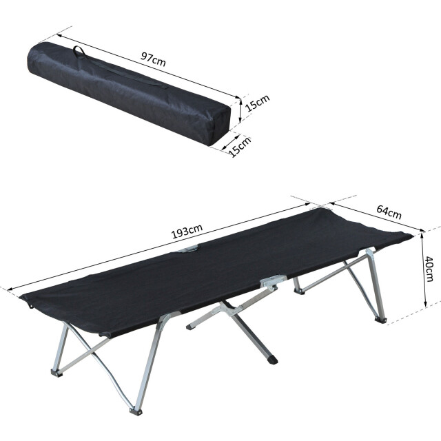 4goodz Campingbed stretcher veldbed 193x64x40cm met tas a20-029bk 3068384 large