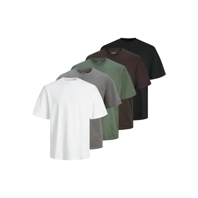 Jack & Jones Heren t-shirt jjhugo ronde hals effen 5-pack color 12284199-4835913 large