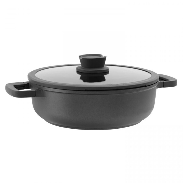 BergHOFF Leo stone hapjespan stone 28 cm met glazen deksel 3950304 large