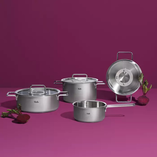 Fissler Pure collection pannenset met steelpan, ceratal koekenpan en rvs deksels, 6-delig 4009209401997 large