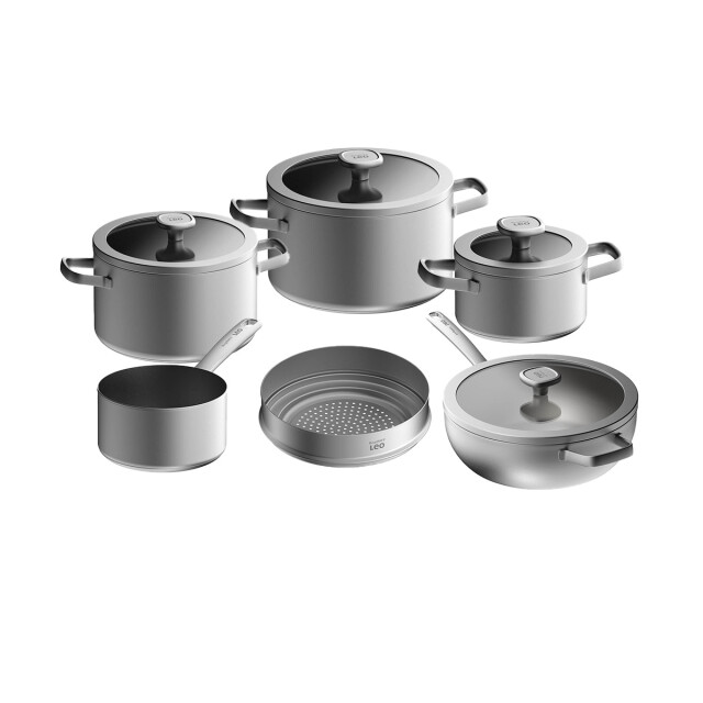 BergHOFF Leo pannenset graphite 5 delig + gratis stoominzet gerecycled rvs 6097225761766 large
