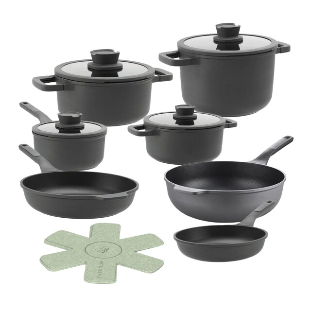 BergHOFF Pannenset leo stone+ 11 delig downdraft met gratis panbeschermers 900328VDG large