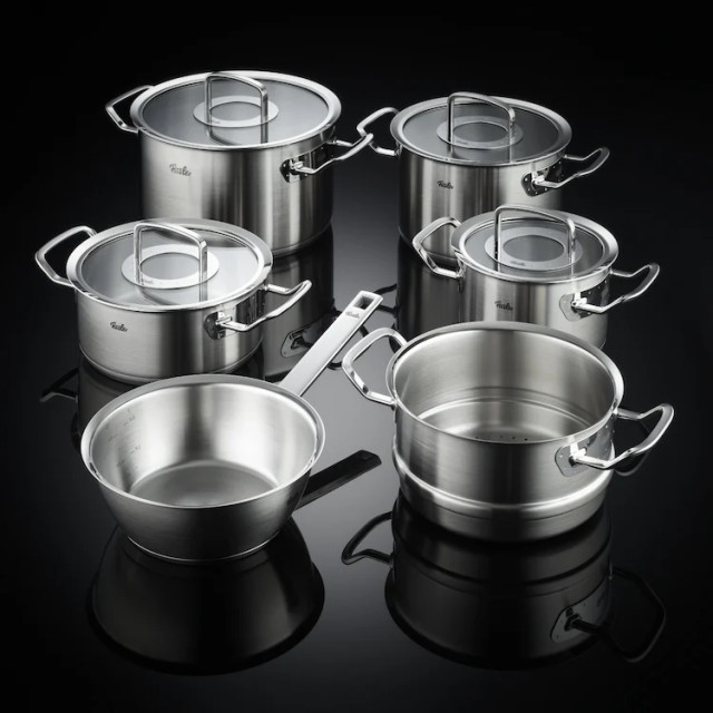 Fissler Original-profi collection 2022 pannenset met steelpan, stoominzet en glasdeksels, 6-delig 4009209384023 large