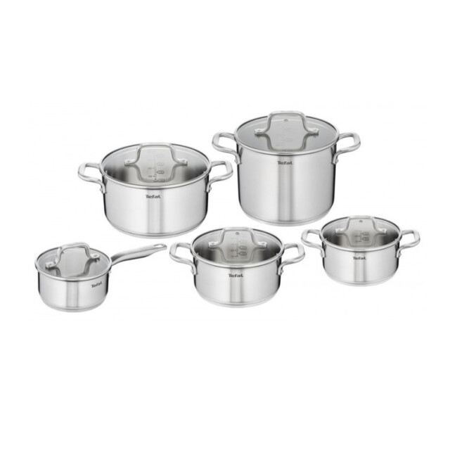 Tefal Virtuoso kookpannenset 5 delig rvs met glazen deksels E492SA large