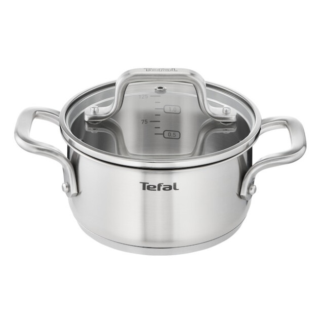 Tefal Virtuoso kookpannenset 5 delig rvs met glazen deksels E492SA large