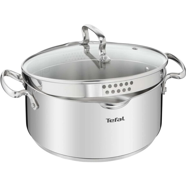 Tefal Duetto+ kookpannenset 4 delig rvs met glazen deksels G719S734K large