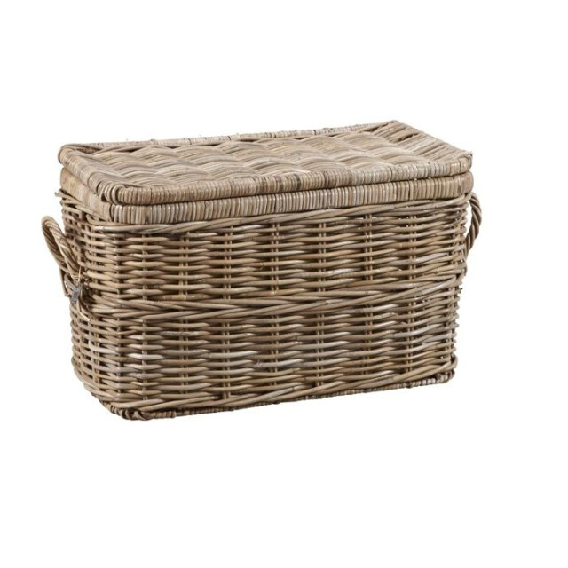 Van der Leeden Opbergmand rotan met deksel m grijs 800008B large
