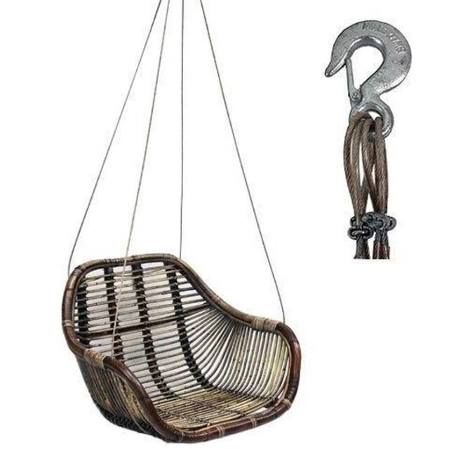 Van der Leeden Rotan hangstoel fly brown (l)66 x (b)65 x (h)49 cm steel wire 300159 large