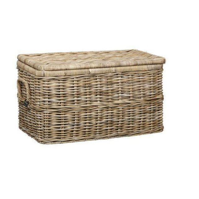 Van der Leeden Opbergmand rotan met deksel l grijs 800008C large
