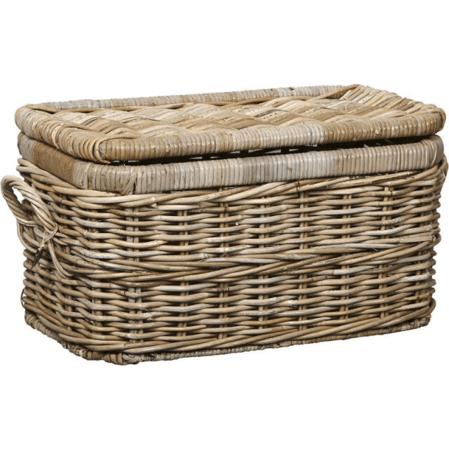 Van der Leeden Opbergmand rotan met deksel s grijs 800008A large