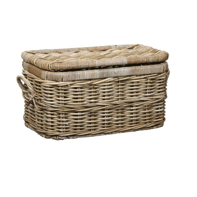 Van der Leeden Opbergmand rotan met deksel s grijs 800008A large