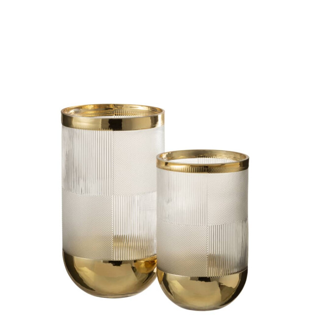 J-Line Vaas cylinder motief glas transparant large 28902 large