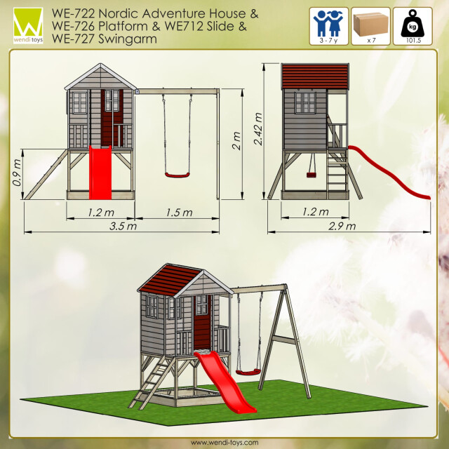 Wendi Toys Alpaca speelhuis met glijbaan, schommel en zandbak wtm10 3073685 large