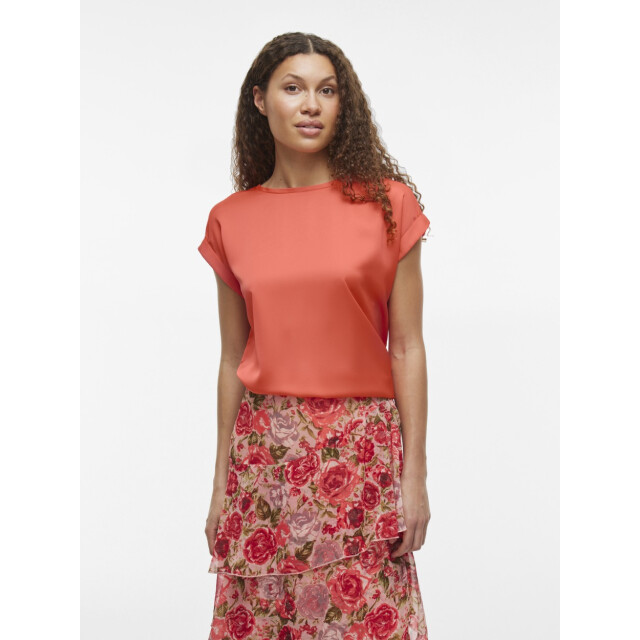 Vila Viellette ss satin top noos koraal 4339.42.0034 large