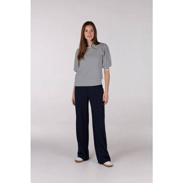 Jansen Amsterdam Kim top k 136 stripe short puffed sleeve offwhite- dark blue K136 large
