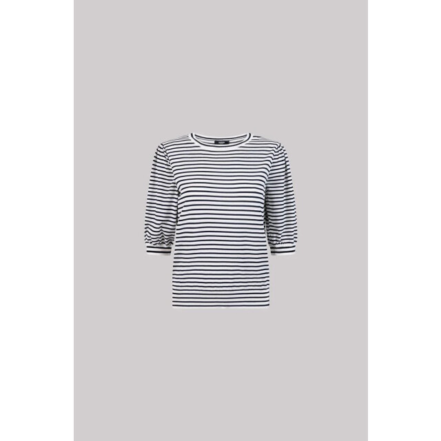 Jansen Amsterdam Kim top k 136 stripe short puffed sleeve offwhite- dark blue K136 large