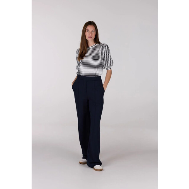 Jansen Amsterdam Kim top k 136 stripe short puffed sleeve offwhite- dark blue K136 large