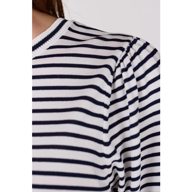 Jansen Amsterdam Kim top k 136 stripe short puffed sleeve offwhite- dark blue K136 large