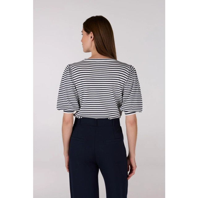 Jansen Amsterdam Kim top k 136 stripe short puffed sleeve offwhite- dark blue K136 large