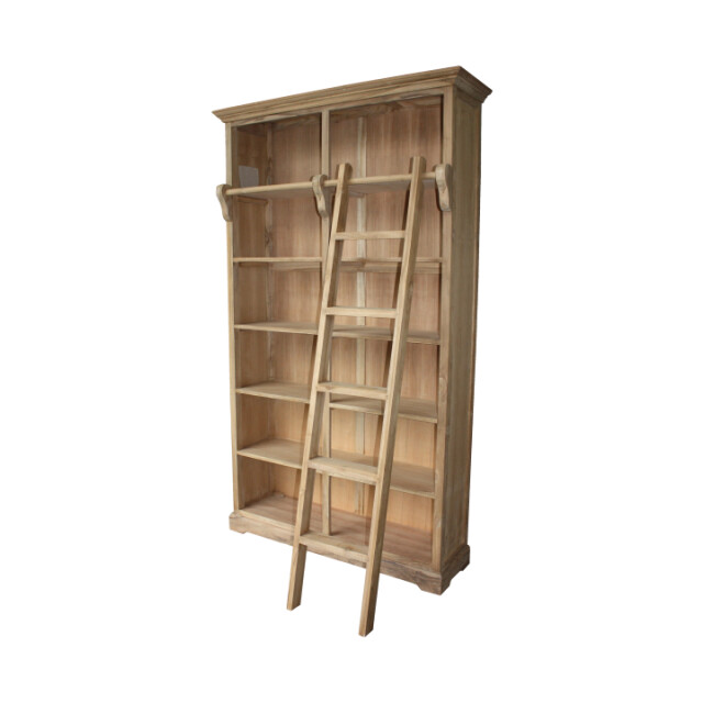 HSM Collection -boekenkast met trap-136x40x235--teak 2922597 large