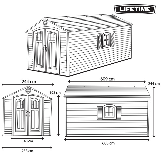 Lifetime ® kunststof gereedschapsschuur giant 609x244x244 cm - 3057070 large