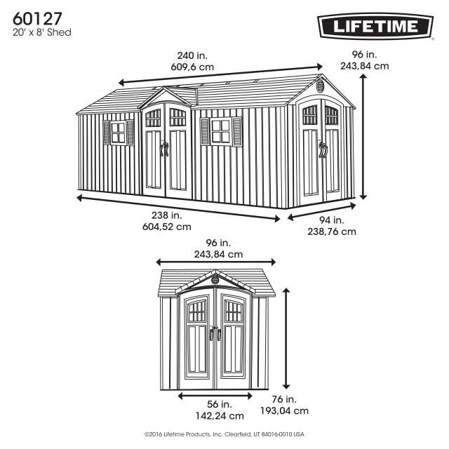 Lifetime ® kunststof gereedschapsschuur makro 244x605x244cm - 3057069 large