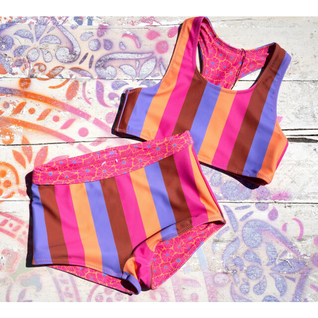 B.Nosy Zomer reversibel bikini meisjes multi streep winona Y502-5055-979 large
