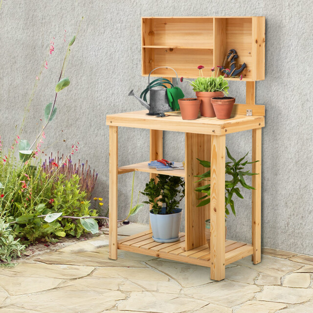 4goodz Oppottafel hout plantentafel tuinwerktafel met opbergvak 3071763 large