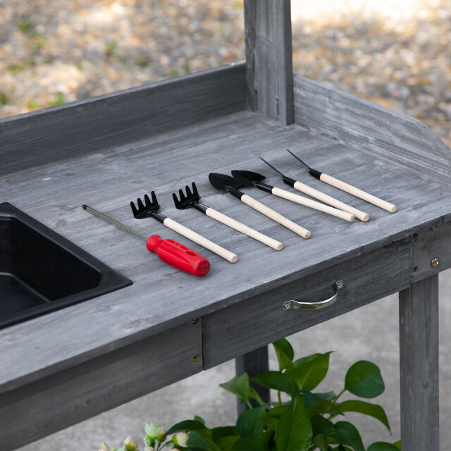 4goodz Houten oppottafel verrijdbaar plantentafel met lade en bak 845-460gy 3071769 large