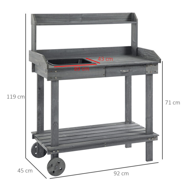 4goodz Houten oppottafel verrijdbaar plantentafel met lade en bak 845-460gy 3071769 large