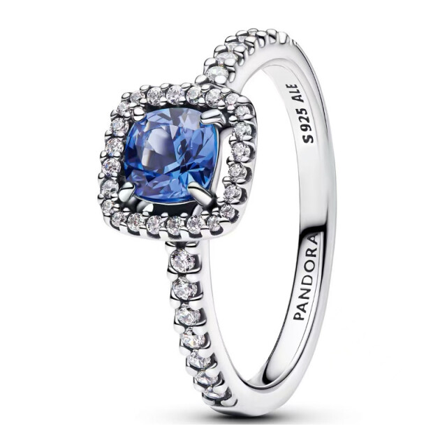 Mijn bedels Sterling ring met blauw kristal en zirkonia's MBCC2403|52 large