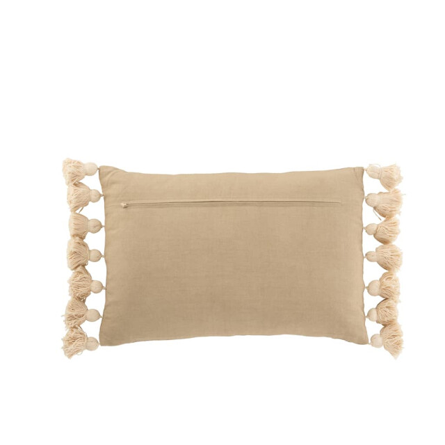 J-Line Kussen rechthoek pompom katoen polyester 22821 large