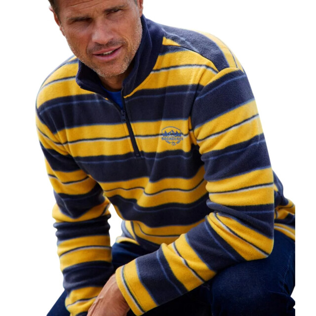 Atlas For Men Heren gestreepte microfleece trui UTAF1991_navyyellow large