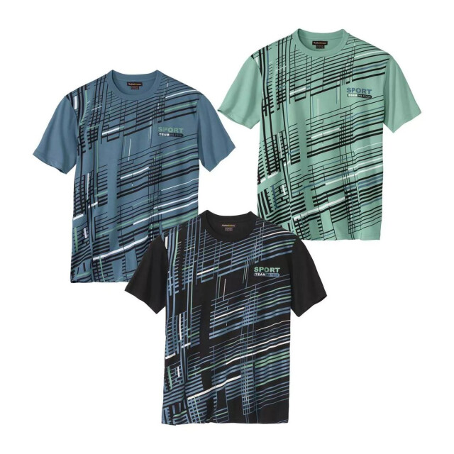 Atlas For Men T-shirt met grafische print voor heren (pak van 3) UTAF2017_blackbluegreen large