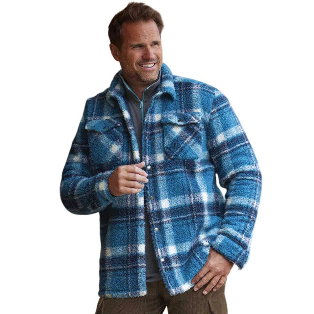 Atlas For Men Heren geruit sherpa overhemd UTAF2050_mallardbluenavyecru large